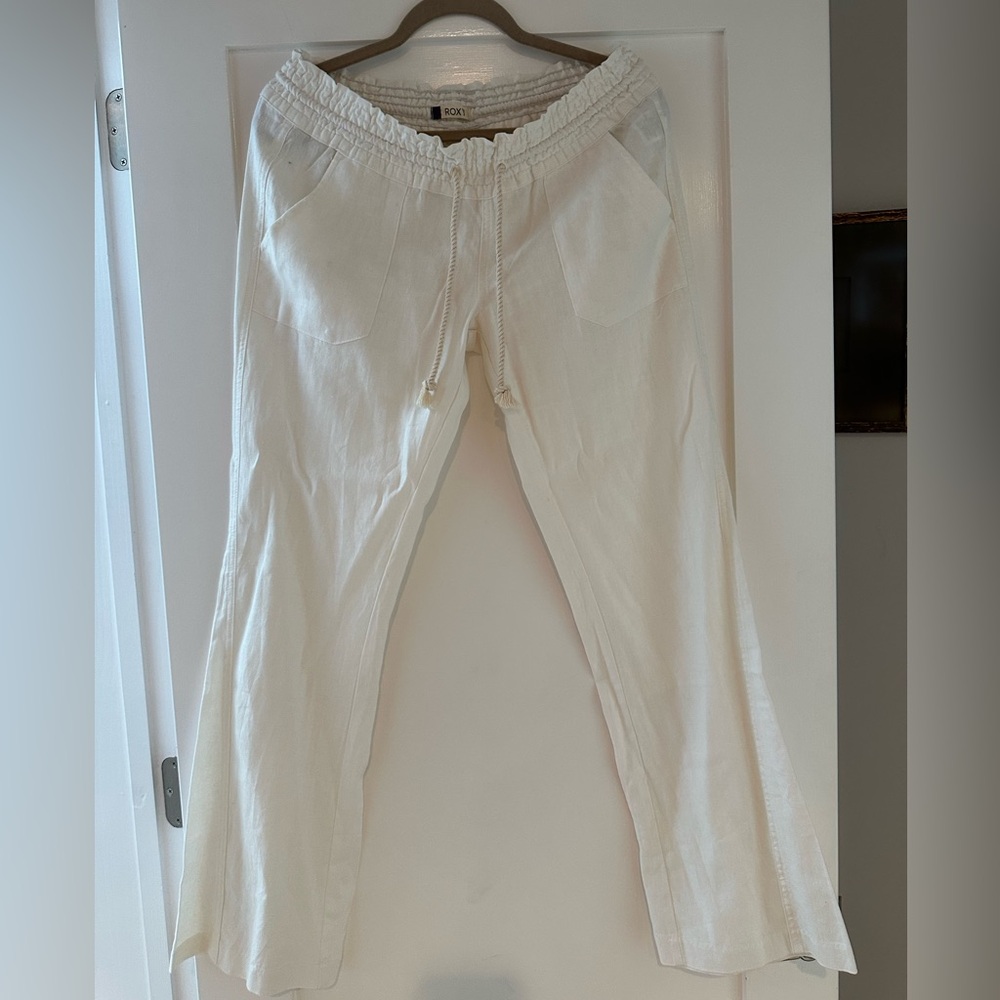 Roxy White Low Rise Leg Oceanside Pants